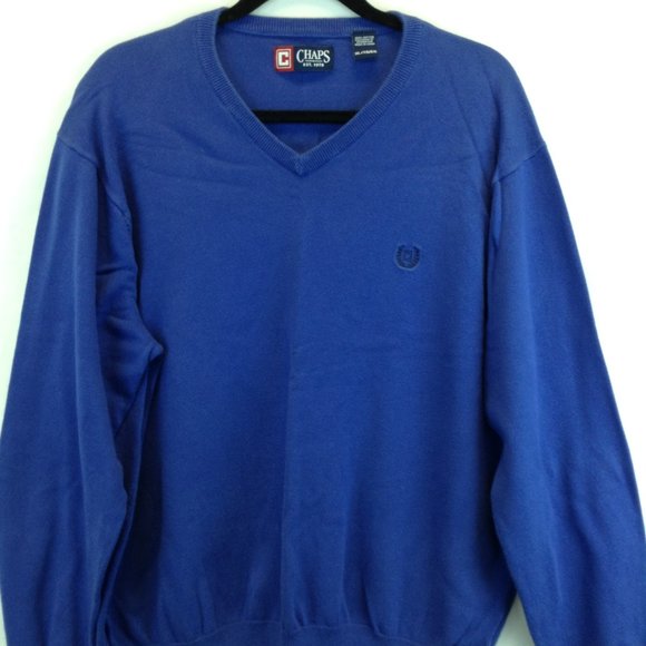Ralph Lauren Chaps Blue Knit Sweater Pullover Chest Logo - Picture 3 of 10